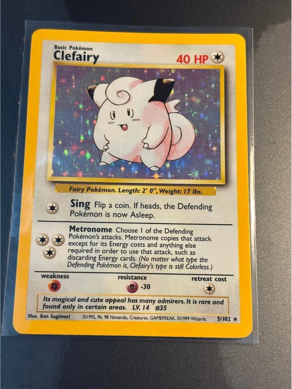 1999 Pokemon Clefairy 5/102 Base Set Unlimited Holo Rare HoloDex 6.8